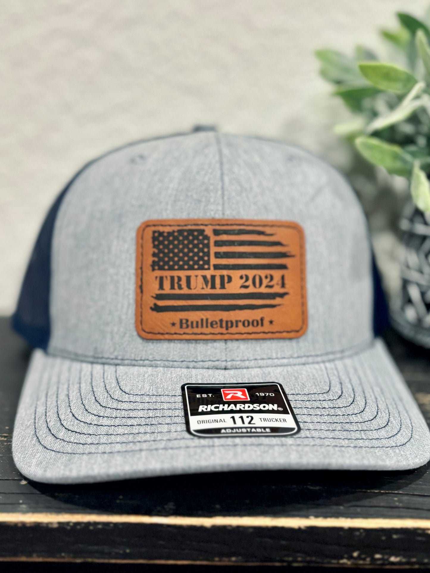 Trump 2024 Bulletproof Leather Patch Trucker Hat