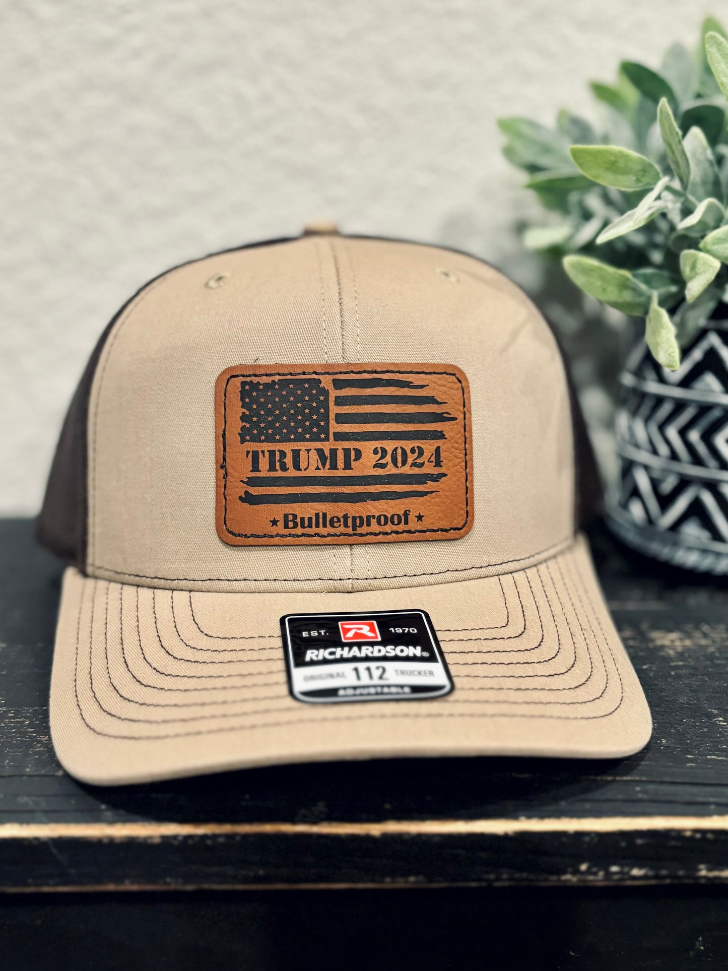 Trump 2024 Bulletproof Leather Patch Trucker Hat