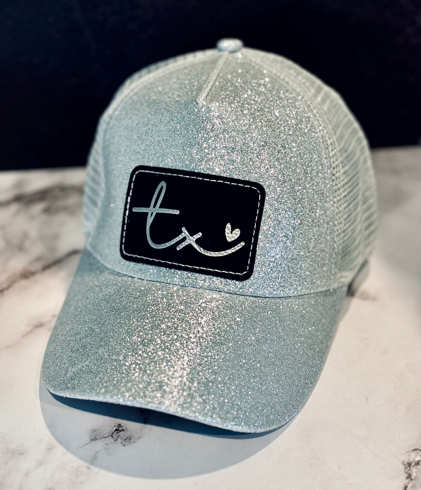 Ladies TX Glitter Hats with High Pony Tail Spot