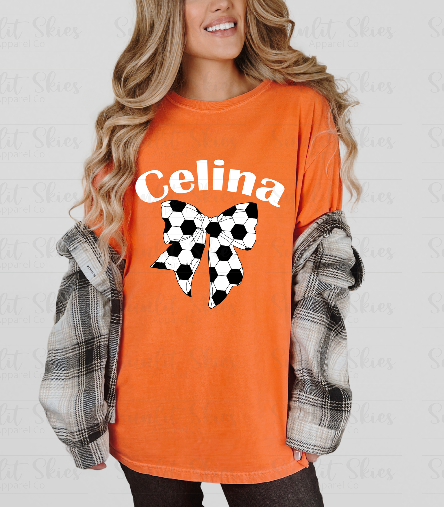 Celina Bobcats Wildcats Soccer Bow Graphic Tee