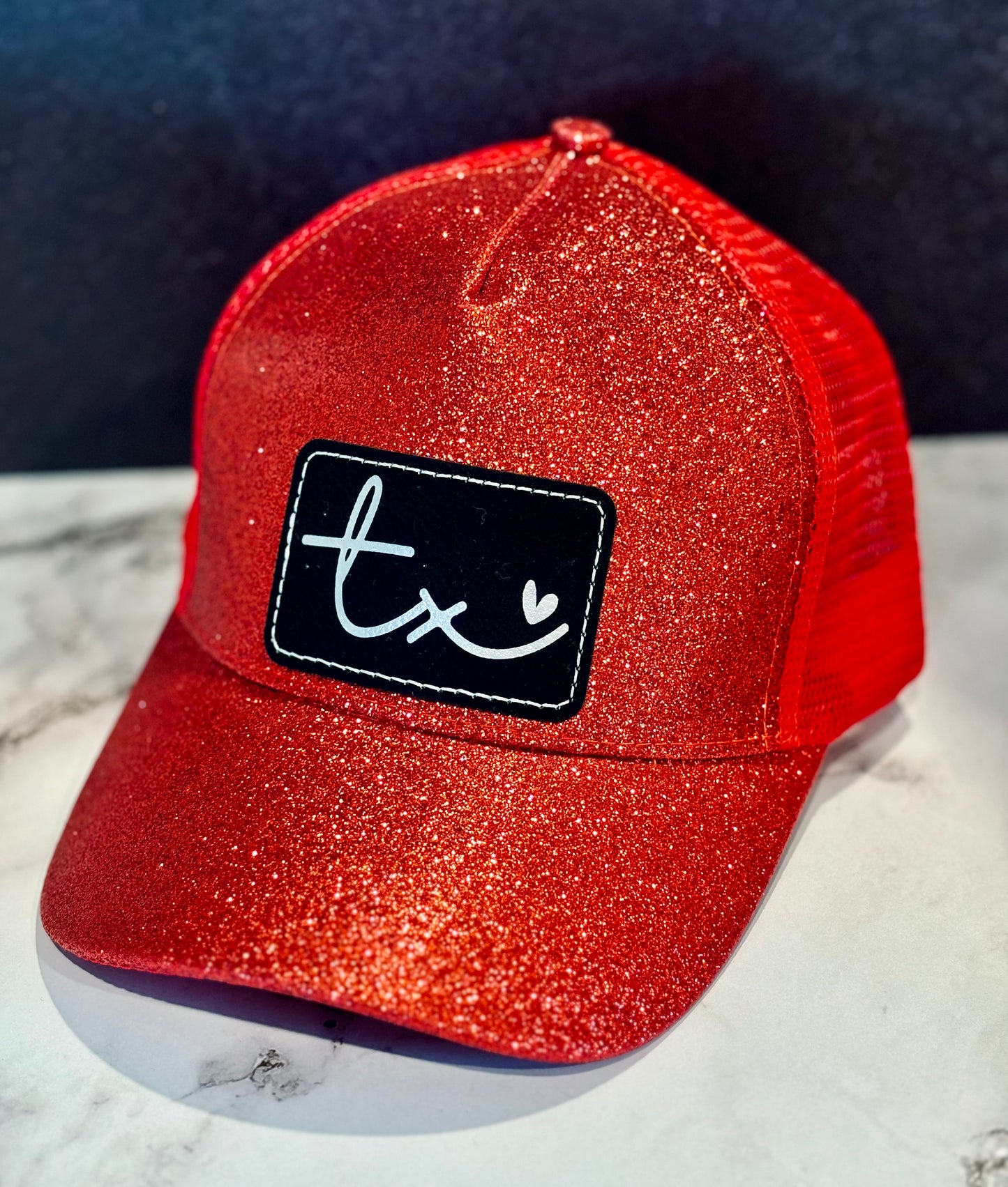 Ladies TX Glitter Hats with High Pony Tail Spot