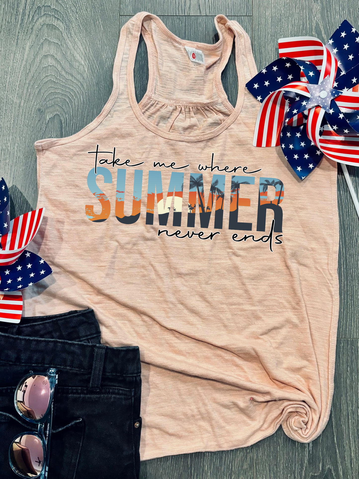 Take me Where Summer Never Ends Racerback Tank