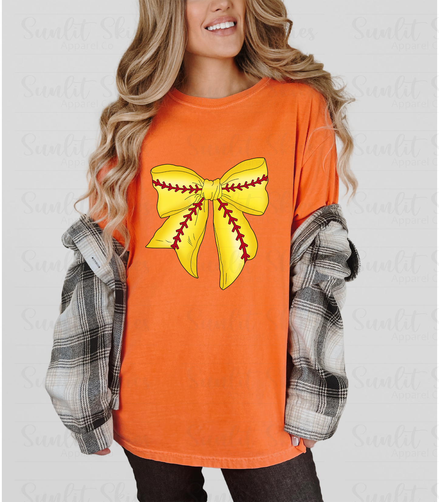 Softball Bow Women's Everyday Graphic Tshirt - Soft Fabric, Ideal for Casual Wear, Women's Womenswear Top