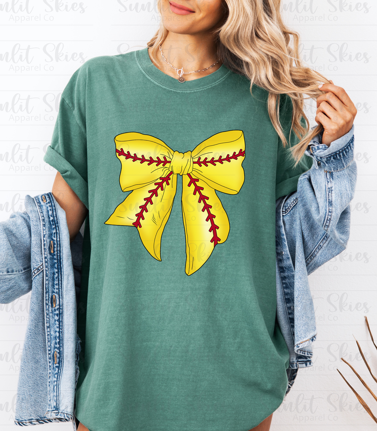 Softball Bow Women's Everyday Graphic Tshirt - Soft Fabric, Ideal for Casual Wear, Women's Womenswear Top