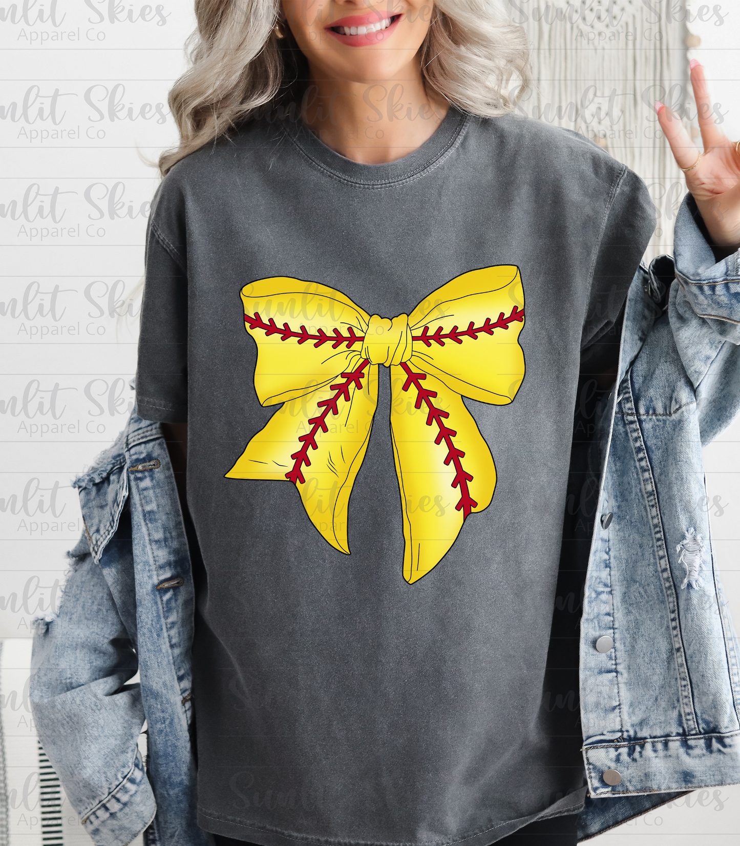 Softball Bow Women's Everyday Graphic Tshirt - Soft Fabric, Ideal for Casual Wear, Women's Womenswear Top