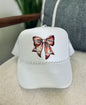 Football Bow Trucker Hat with Pearl Chain (multiple colors)