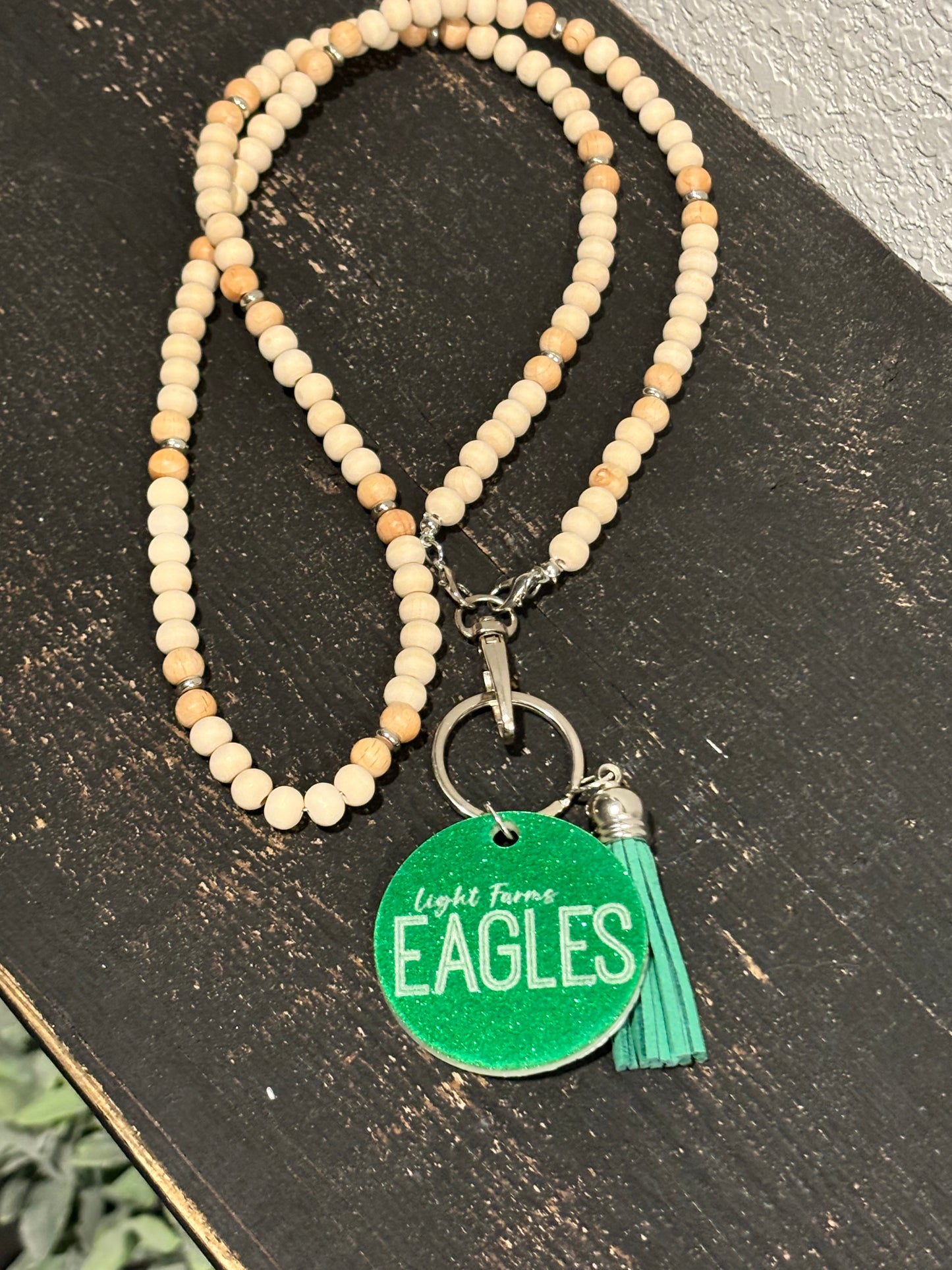 Custom School Mascot Wooden Lanyard