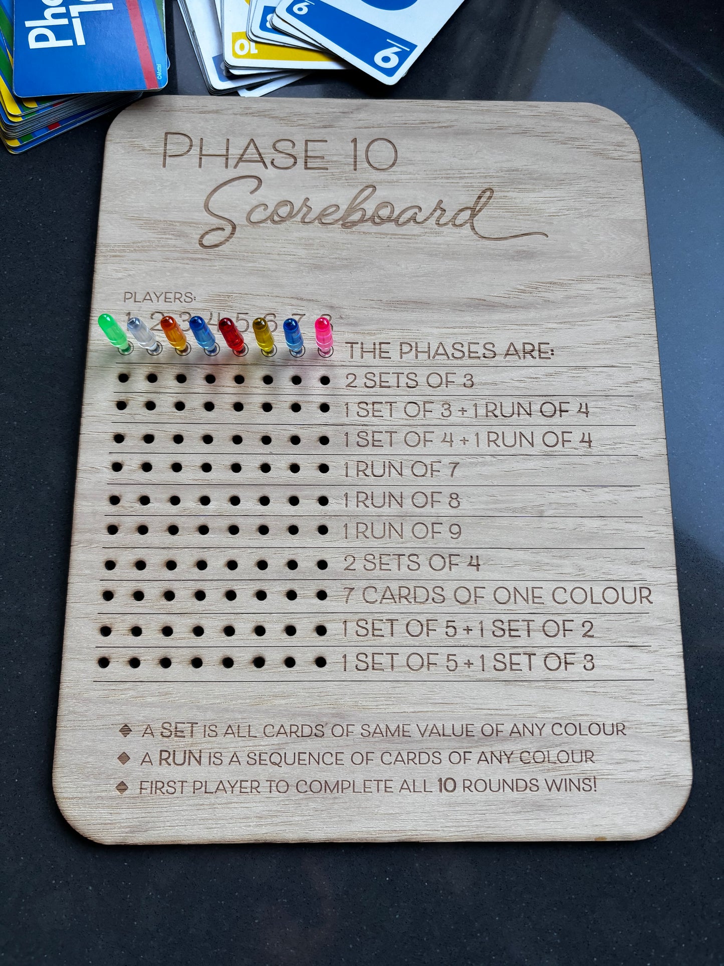 Phase 10 Card Game Scoreboard