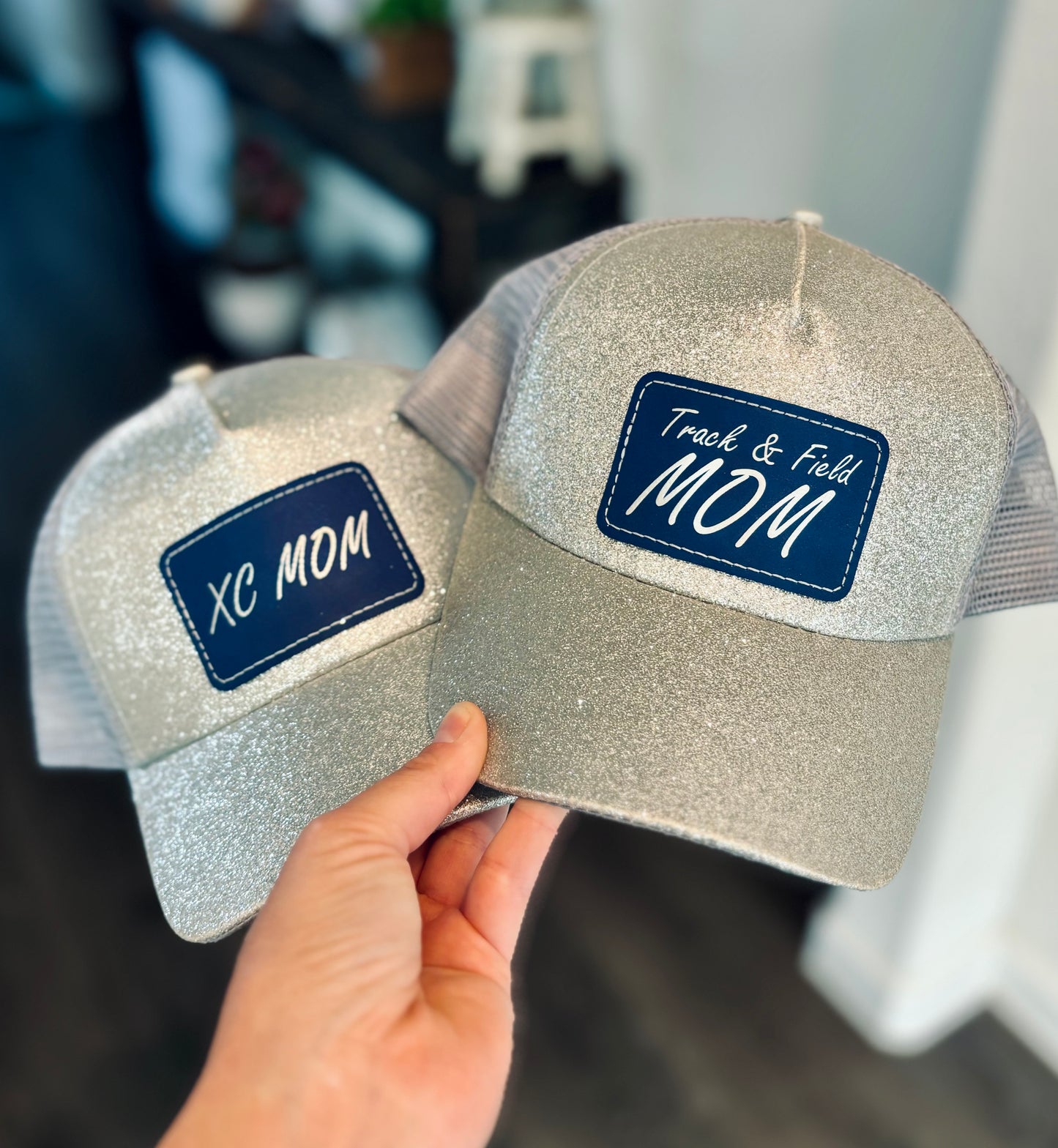 Track and Field MOM Glitter Hat