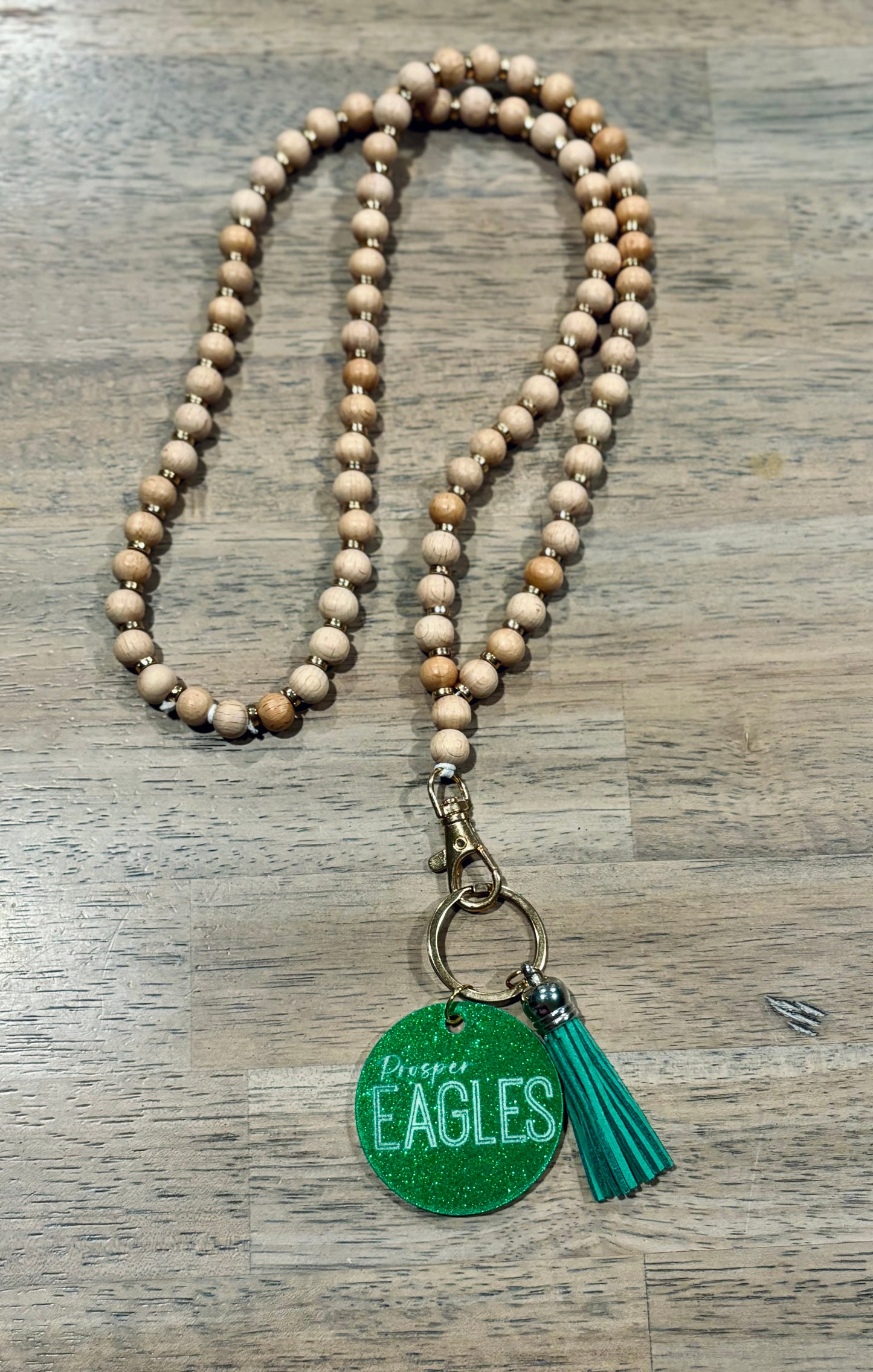 Custom School Mascot Wooden Lanyard