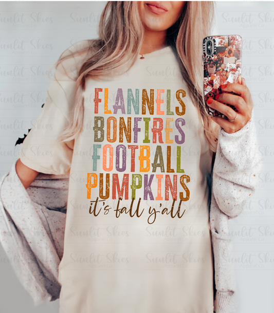 Flannels, Bonfires, Football, and Pumpkins T-Shirt