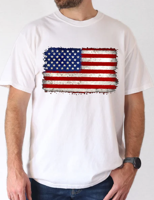 American Flag Mens' White T-Shirt