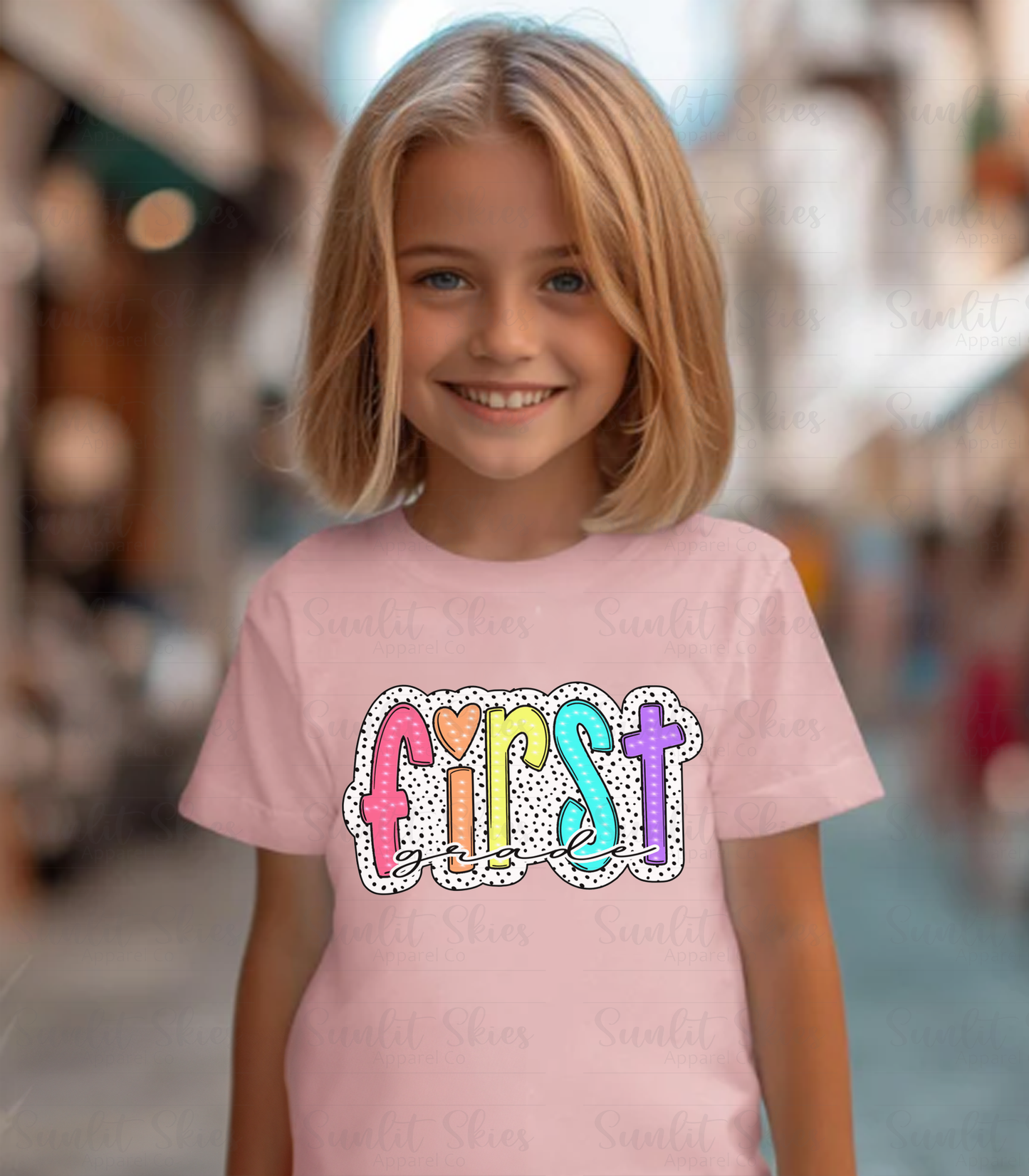 Rainbow Polka Dots Back to School Kids T-Shirt