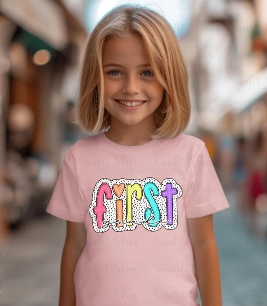 Rainbow Polka Dots Back to School Kids T-Shirt