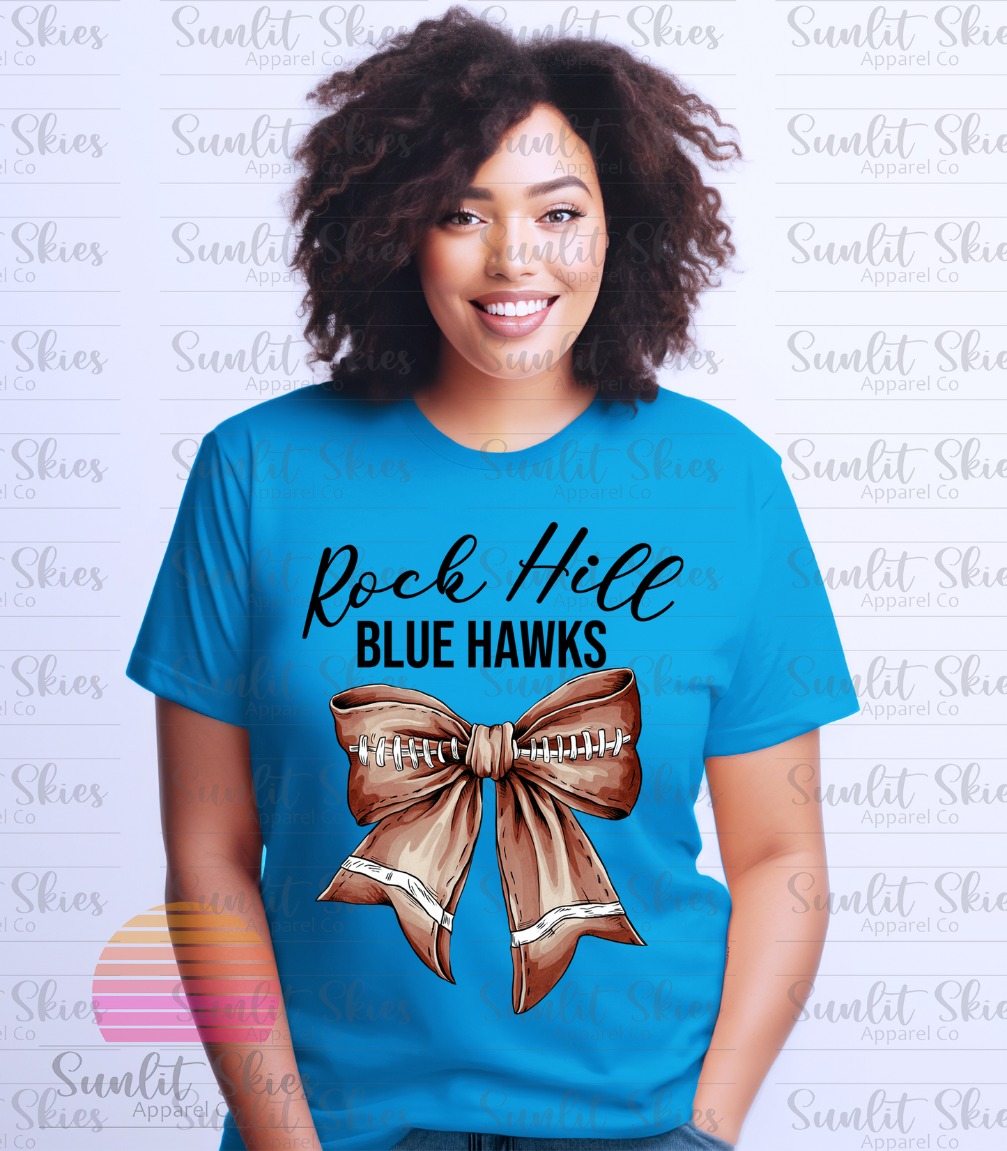 Rock Hill Blue Hawks Football Bow Graphic Tee