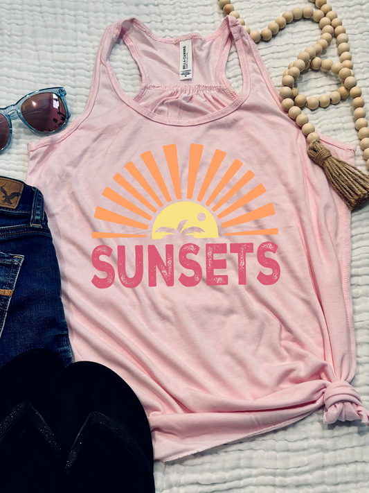 Sunsets Light Pink Racerback Tank Top