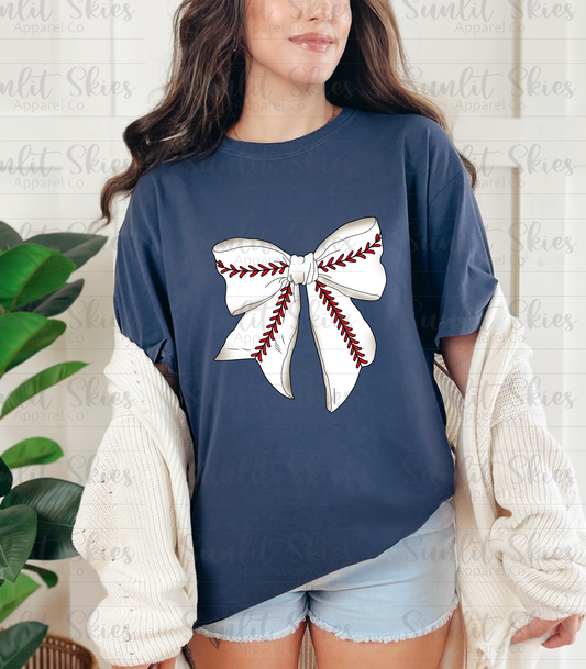Baseball Bow Graphic T-Shirt (Multiple Colors)