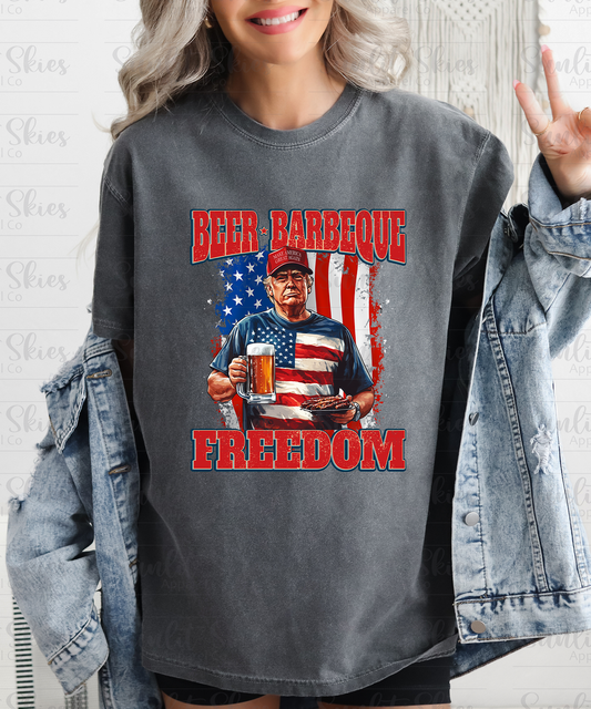 Beer, Barbeque, and Freedom Trump Graphic T-Shirt