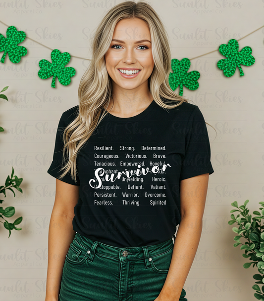 Survivor Words Text T-shirt